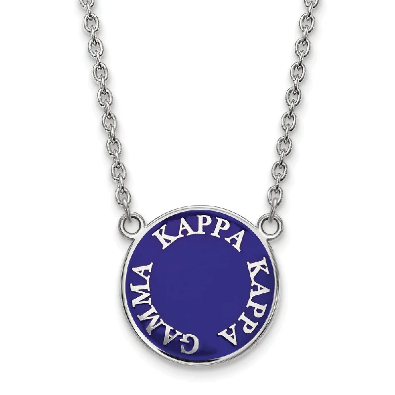 Gold Necklace with Crystal Pendant-Sterling Silver Kappa Kappa Gamma Large Enamel Disc Necklace