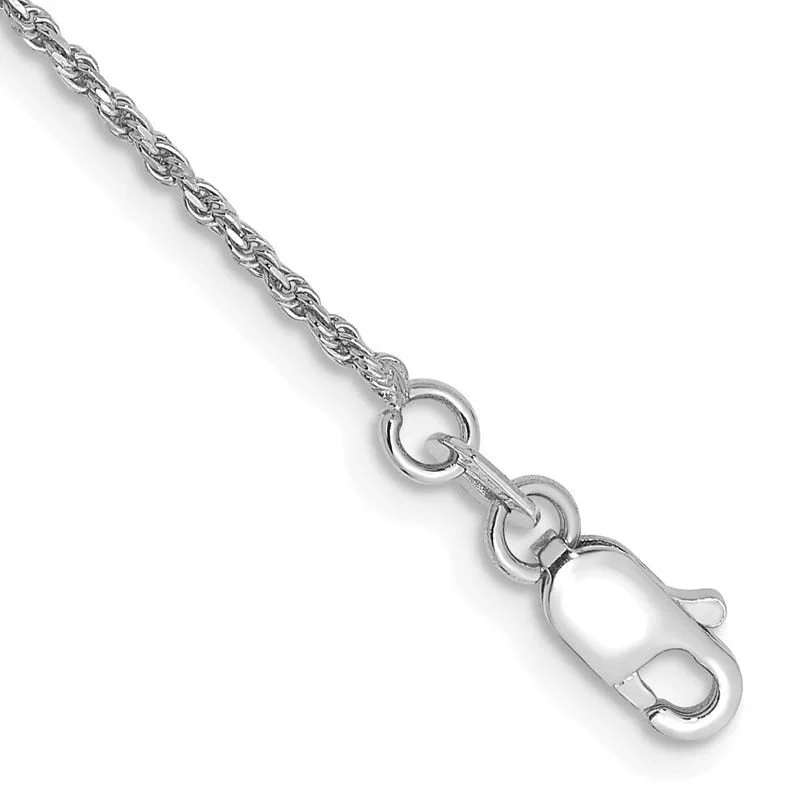 Fashionable Bracelets with Charms-14K White Gold 7 inch 1.15mm Diamond-cut Machine Made Rope with Lobster Clasp Chain Bracelet Chain Bracelet