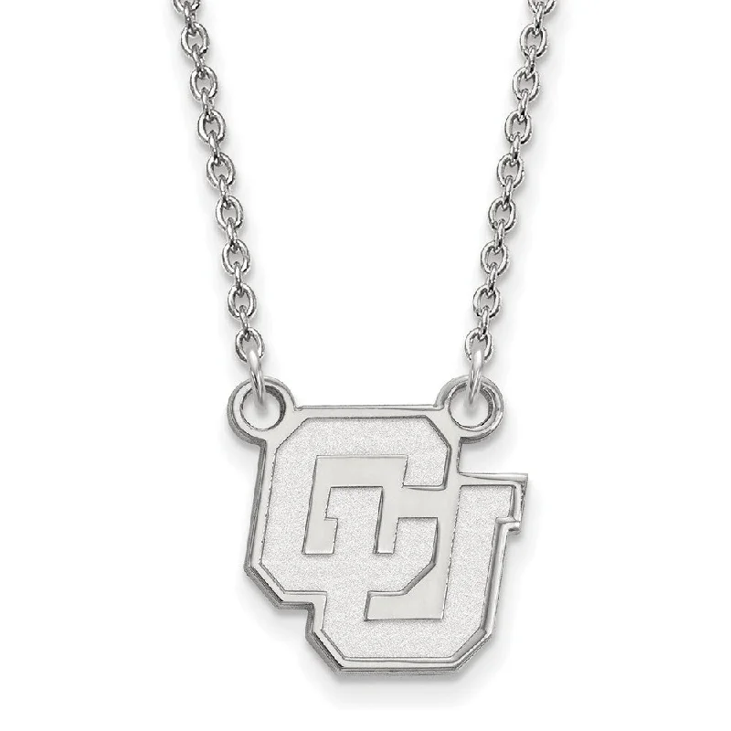 Simple Gold Chain Necklace for Women-10k White Gold U of Colorado Small Pendant Necklace