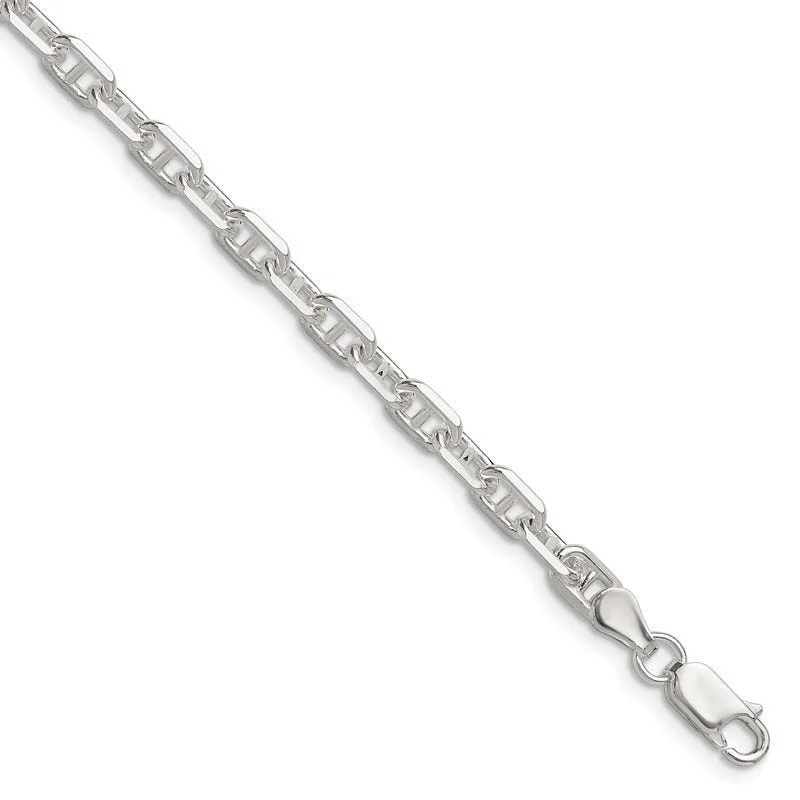 Stackable Bracelets for Fashion-Sterling Silver Polished and D/C 4.75mm Marine Link Chain Bracelet