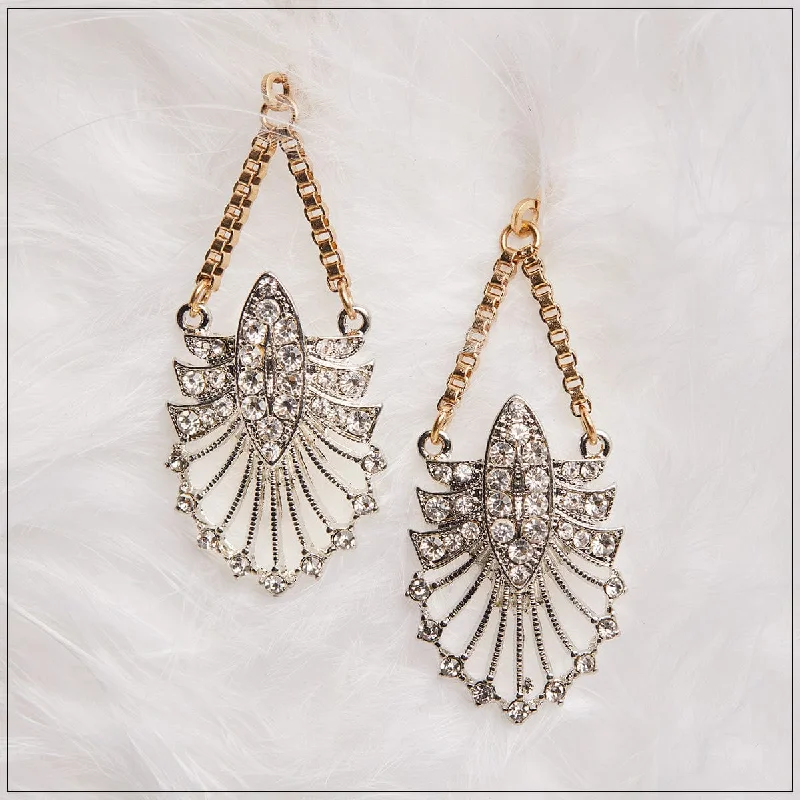 Gold Earrings for Formal Occasions-1920 Earrings: Vintage Style 1920s Crystal Drop Earrings