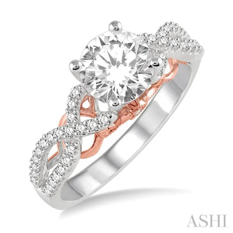 Multi-Gemstone Ring for Fashion Style-1/3 Ctw Diamond Semi-mount Engagement Ring in 14K White and Rose Gold