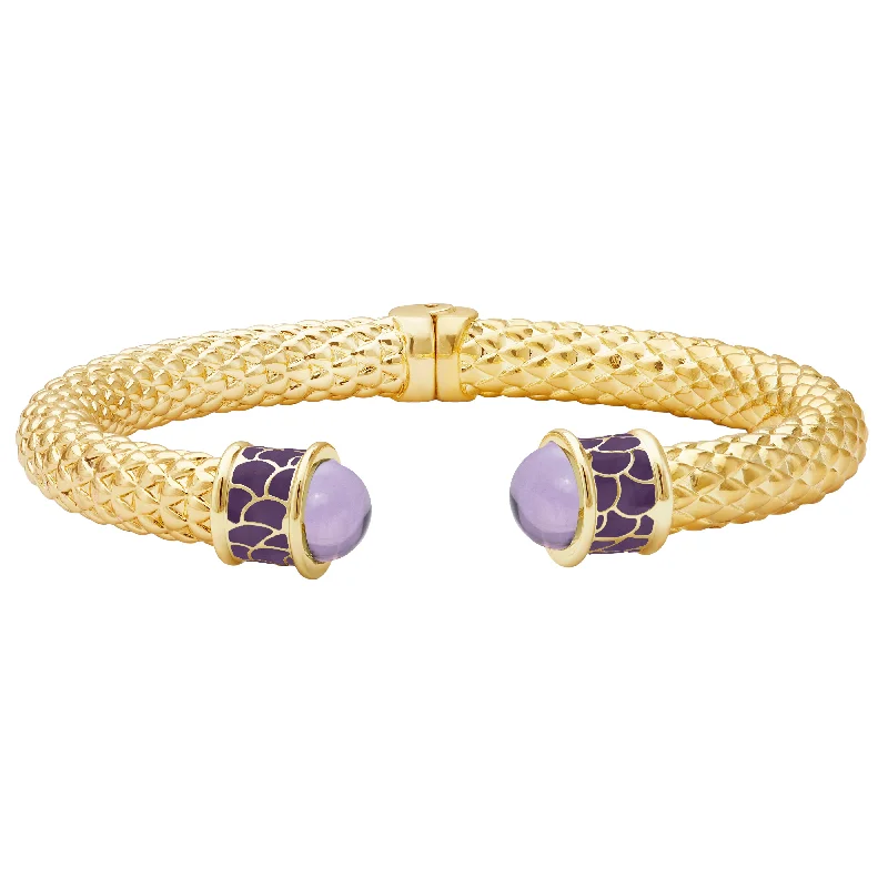 Simple Bangles for Casual Fashion-Minoan Torque Amethyst & Gold Bangle