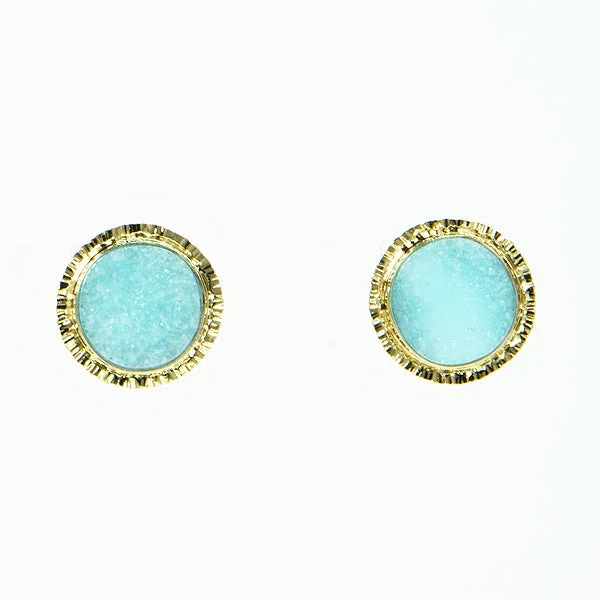 Gold Plated Earrings for Women-Drusy Hemimorphite Earrings