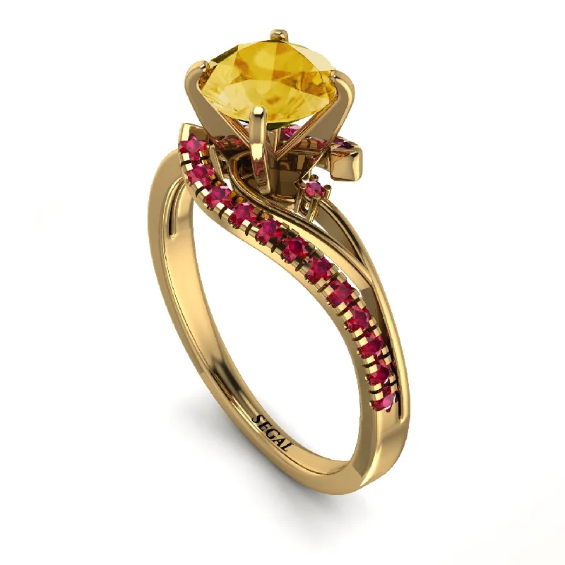 Designer Ring for Women-Twist Shank Citrine Engagement Ring - Maria No. 610