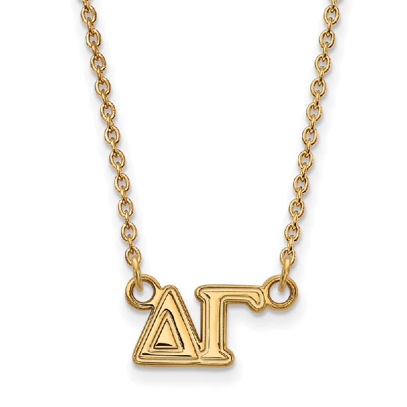 Gold Necklace with Charm for Fashion-14K Plated Silver Delta Gamma Medium Necklace