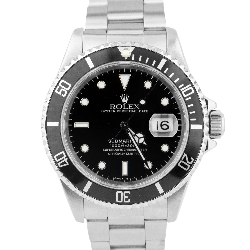 Elegant Watches for Everyday Use-Rolex Submariner Date Stainless Steel Black Automatic Oyster Dive Watch 16610