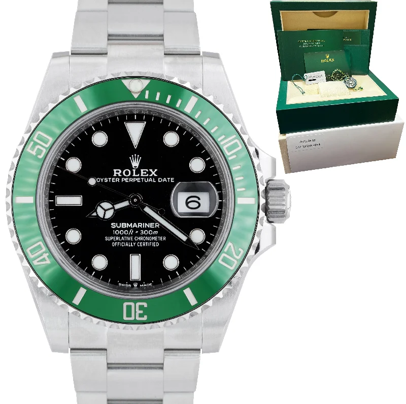 Luxury Watches for Men-NEW MARCH 2023 CARD Rolex Submariner 41mm Date GREEN KERMIT Ceramic 126610LV B+P