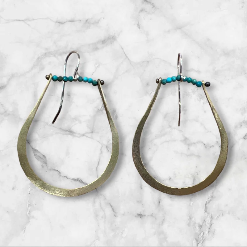 Stunning Drop Earrings for Weddings-#12 Turquoise Brass Drop Earrings