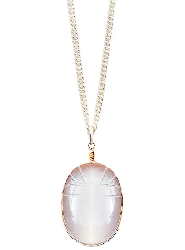 Elegant Wedding Necklace for Brides-Scarab Quartz Necklace