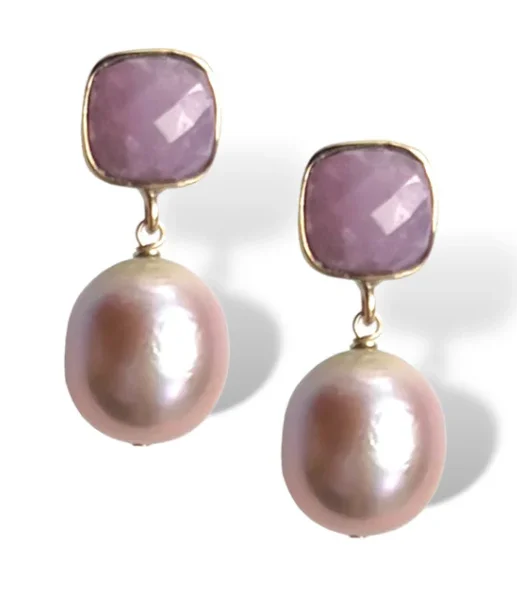 Minimalist Earrings for Every Day-Dina Mackney - Earrings Sapphire Pearl Drop Earrings