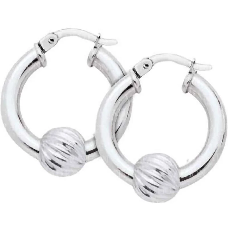 Neon Earrings for Parties-LeStage® Cape Cod : Sterling Silver Swirl Ball Earrings 20mm Hoop