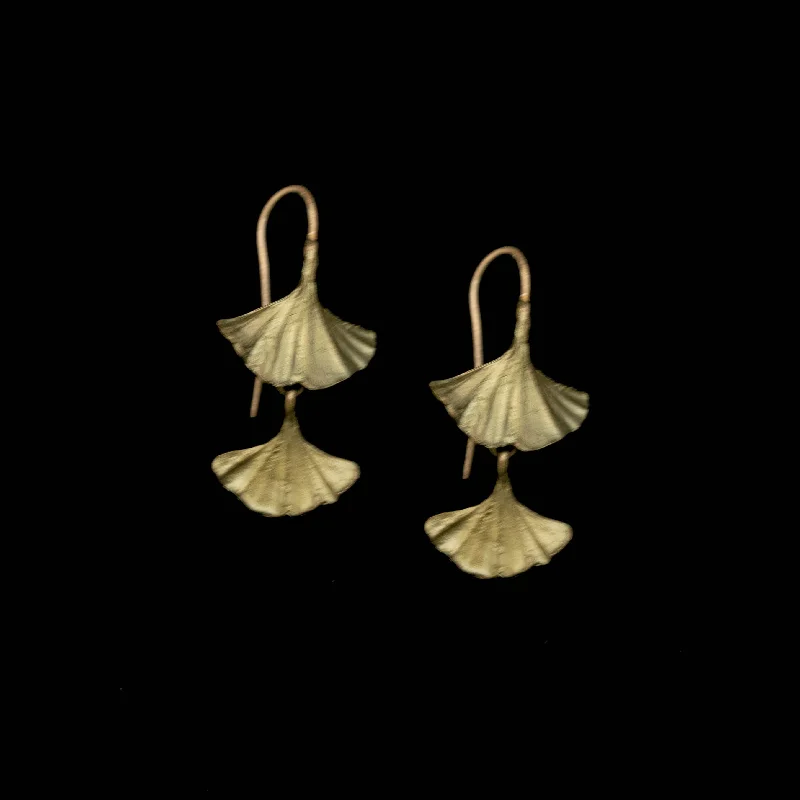 Stunning Drop Earrings for Weddings-Earrings - Ginkgo Double Drop Wire Earrings