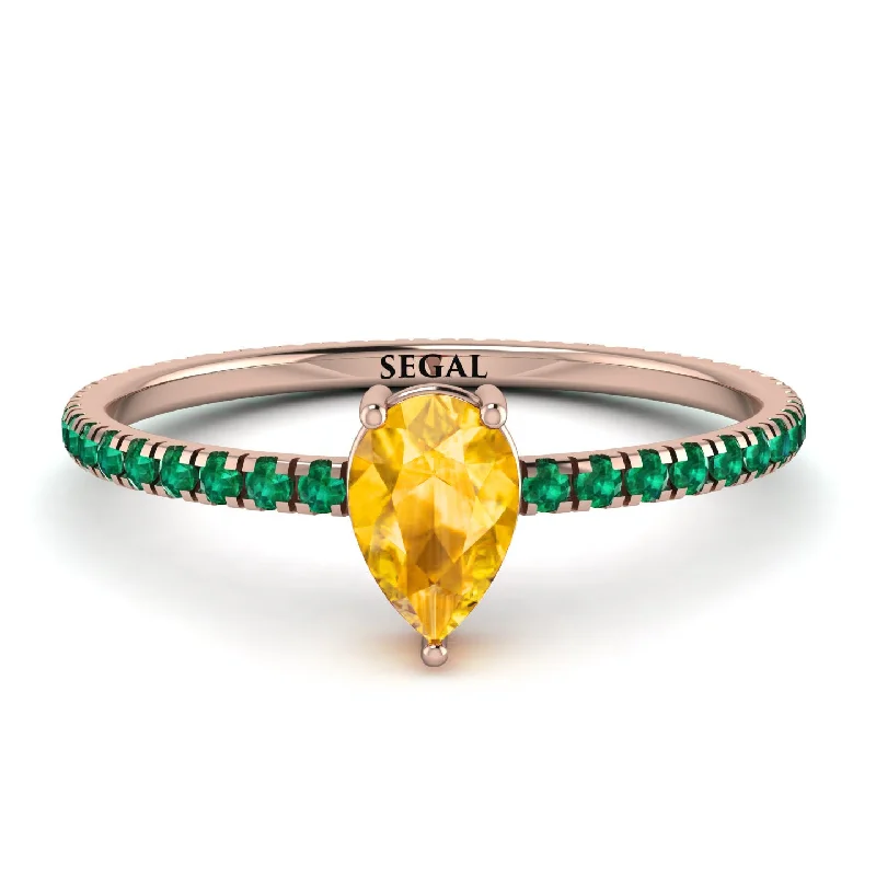 Stylish Wedding Band for Women-Pear Yellow Diamond Ring With Micro Pave - Taylor No. 1005