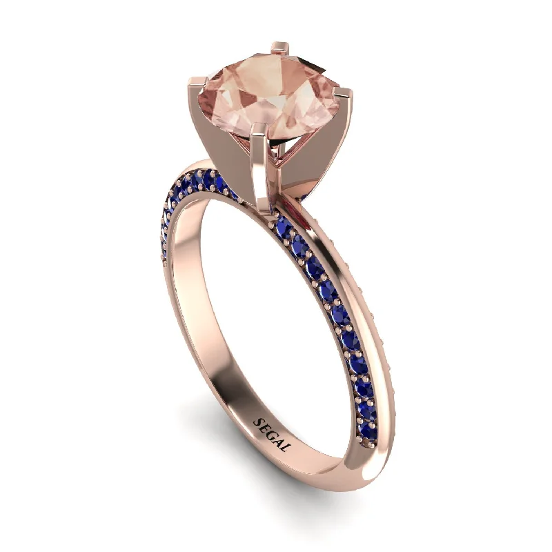 Custom Engraved Ring for Couples-Classic Morganite Ring With A Twist - Leilani No. 914