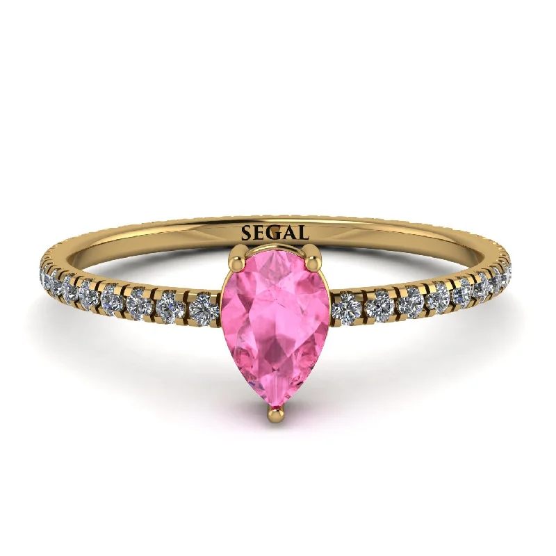 Classic Diamond Engagement Ring Set-Pear Pink Moissanite Ring With Micro Pave - Taylor No. 801