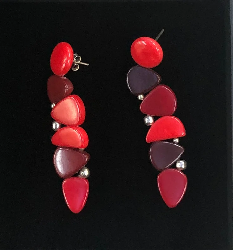 Gold Hoop Earrings-Tagua TROPICA Red Trio