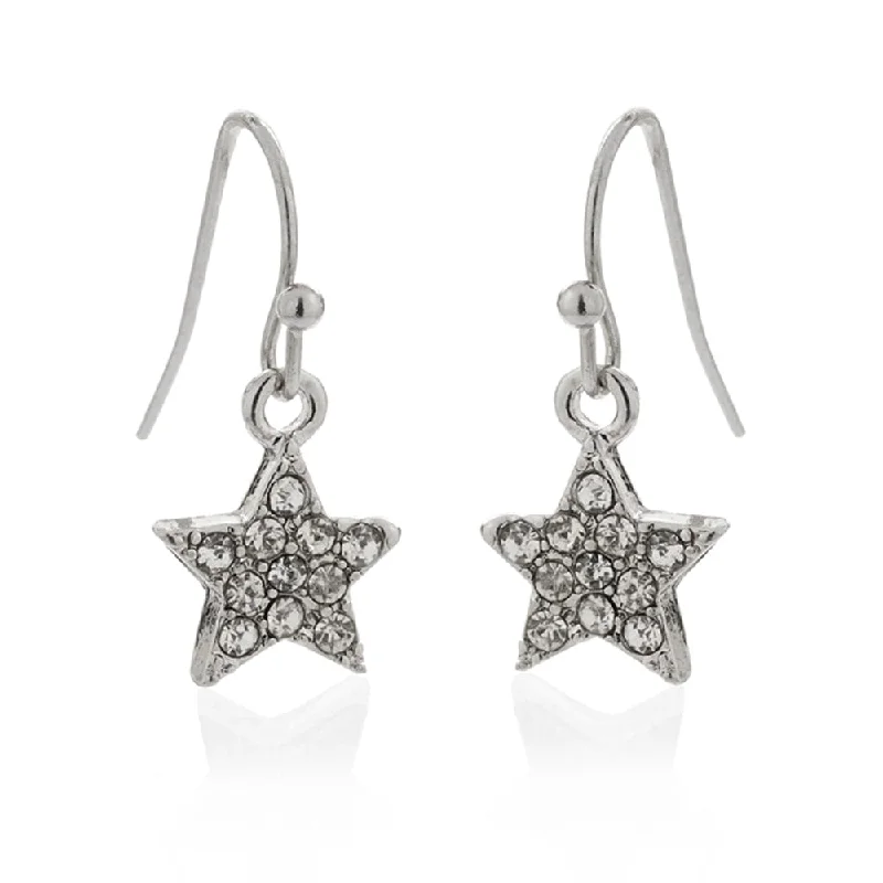 Minimalist Earrings for Every Day-Crystal Star Earrings: Vintage Style Start Diamanté Drop Earrings