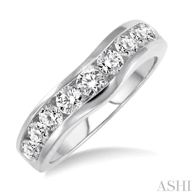 Wedding Band with Diamonds-1 Ctw Round Diamond Matching Wedding Band in 14K White Gold