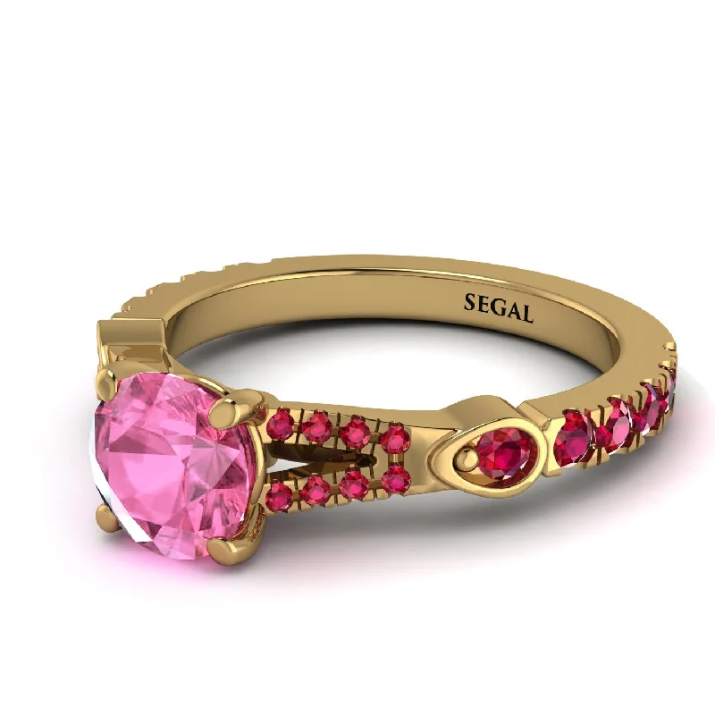 Stylish Gold Ring for Special Occasions-Vintage Pink Moissanite Engaement Ring - Arya No. 810