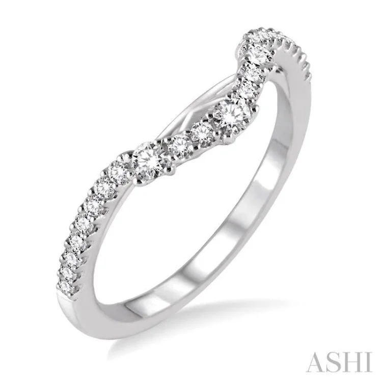 Silver Stackable Rings for Fashion-1/3 Ctw Round Cut Diamond Wedding Band in 14K White Gold