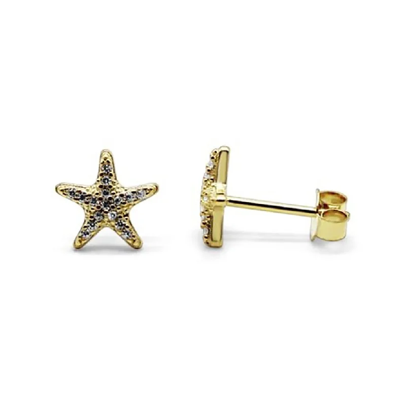 Elegant Earrings for Formal Wear-Stia : Pavé Dancing Starfish Earring in Gold