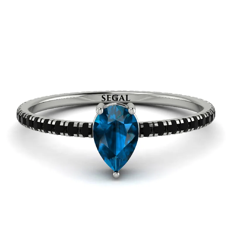 Elegant Rose Gold Ring-Pear Blue Topaz Ring With Micro Pave - Taylor No. 509