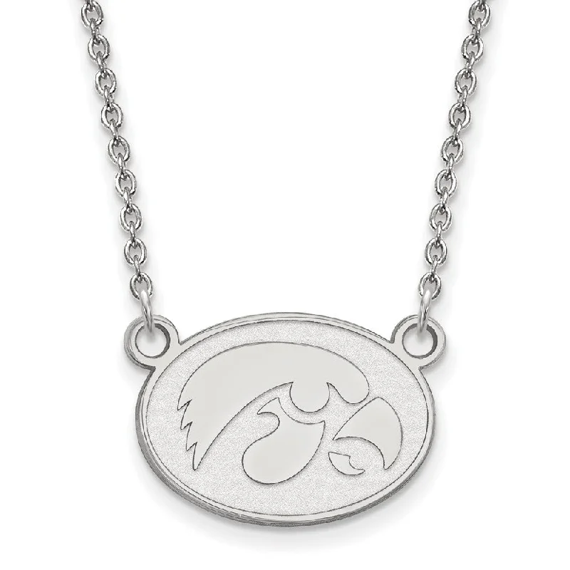 Dazzling Necklace for Special Events-Sterling Silver U of Iowa Small Iowas Disc Necklace