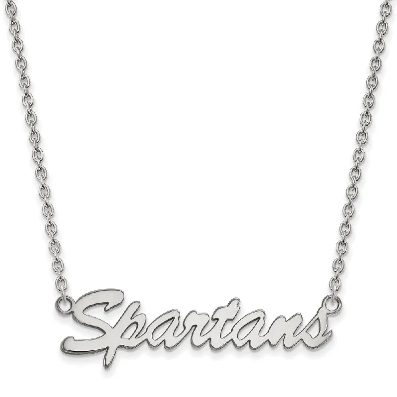 Beautiful Gold Necklace for Special Events-Sterling Silver Michigan State Medium 'Spartans' Pendant Necklace