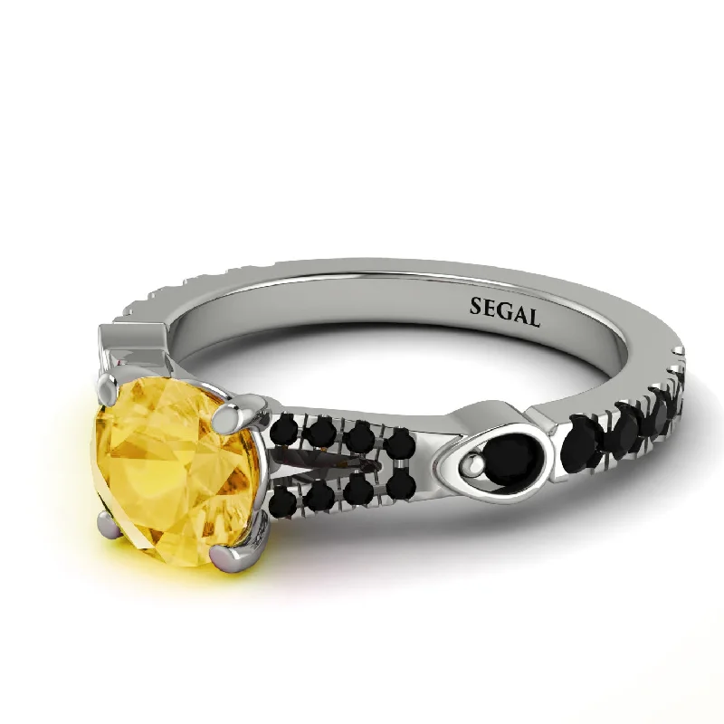 Custom Ring with Personalized Engraving-Vintage Citrine Engaement Ring - Arya No. 609