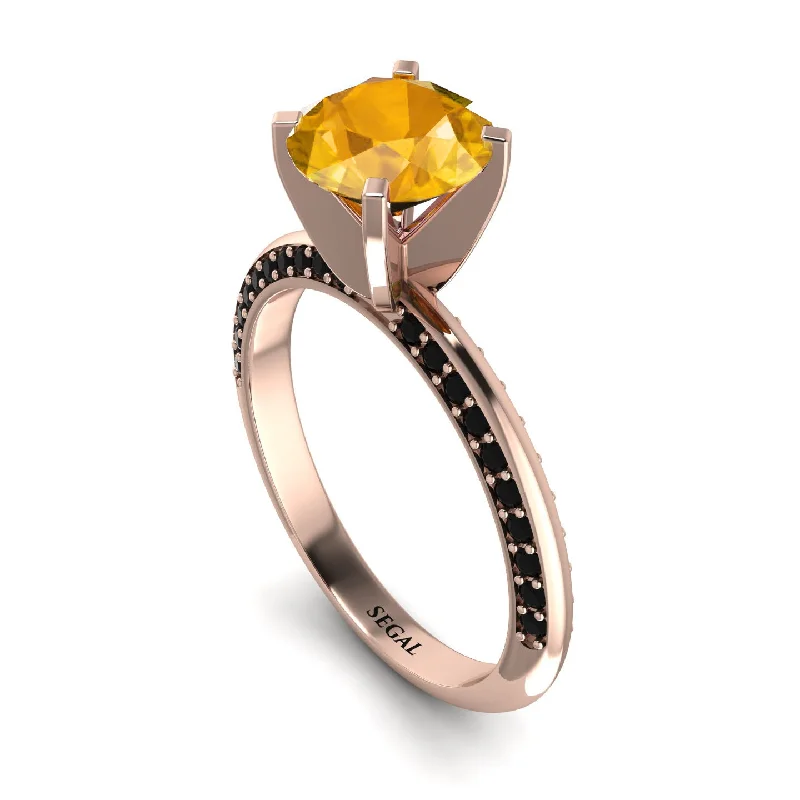 Custom Diamond Ring for Engagement Proposal-Classic Yellow Diamond Ring With A Twist - Leilani No. 1008