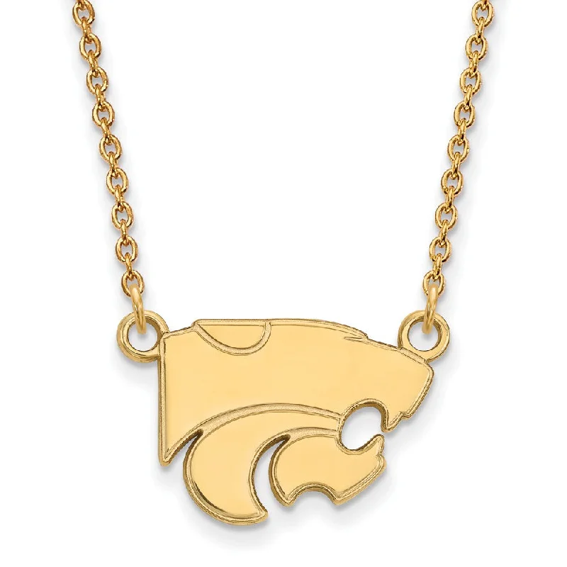 Stylish Gem Necklace for Women-10k Yellow Gold Kansas State Small Wildcat Pendant Necklace