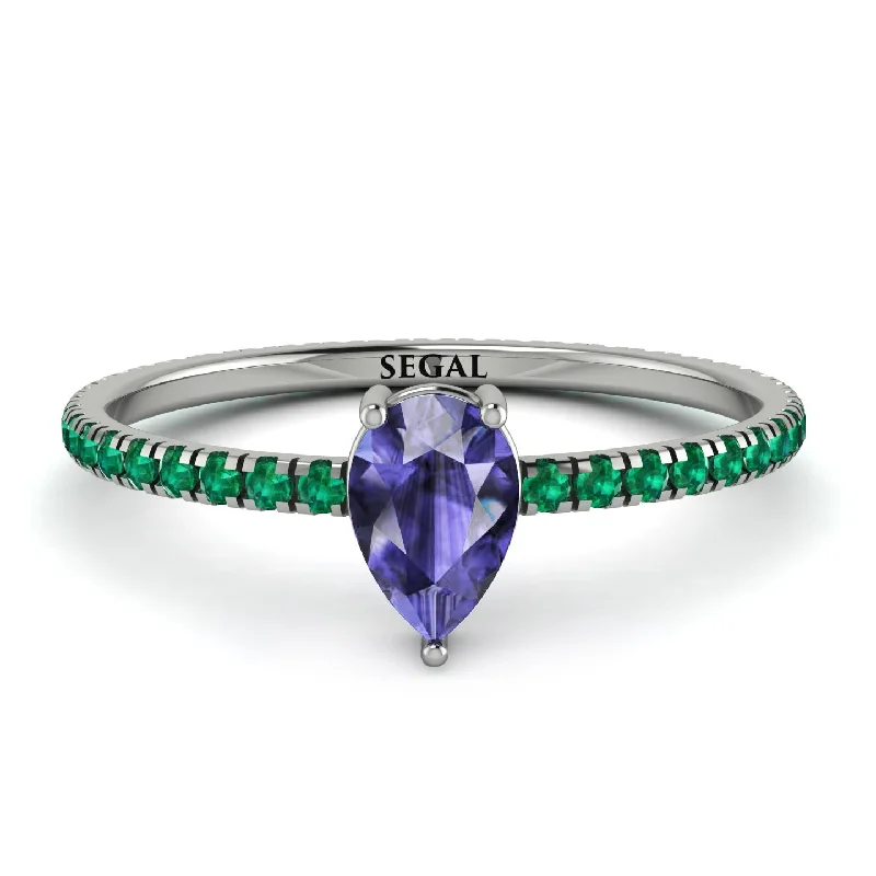 Personalized Gold Ring for Women-Pear Tanzanite Ring With Micro Pave - Taylor No. 206