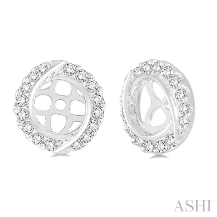 Fashion Forward Earrings for Teen Girls-1/4 Ctw Round Cut Diamond Jacket Earrings in 14K White Gold