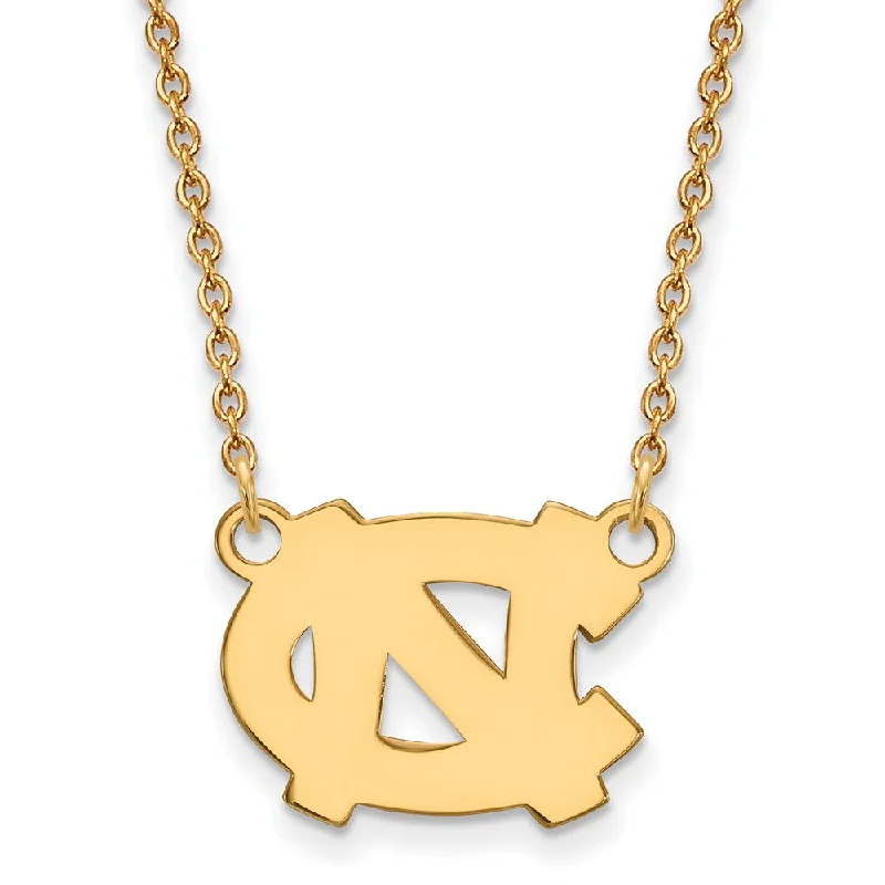 Gold Necklace with Initial Pendant-10k Yellow Gold North Carolina Small 'NC' Pendant Necklace