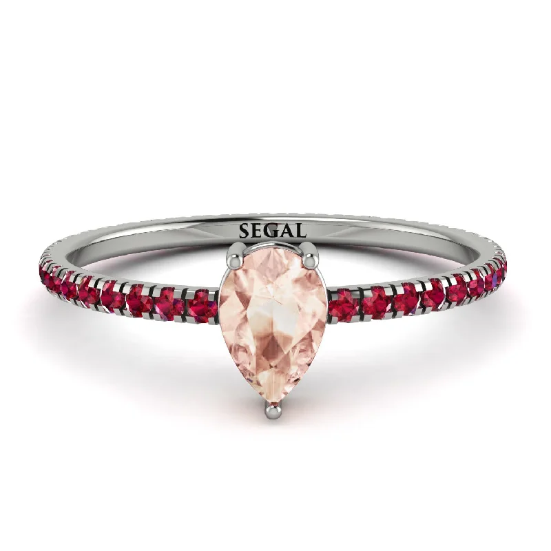 Men’s Silver Ring for Fashion-Pear Morganite Ring With Micro Pave - Taylor No. 912