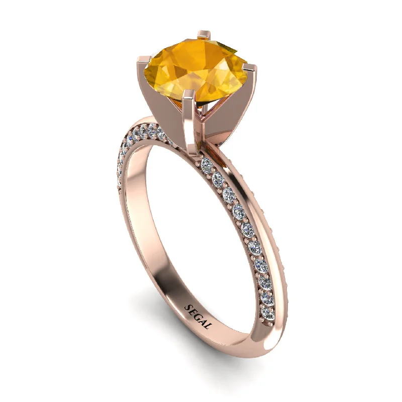 Sterling Silver Ring for Men-Classic Yellow Diamond Ring With A Twist - Leilani No. 1002