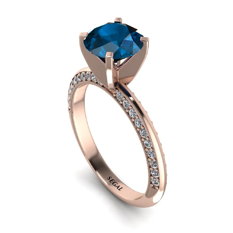 Stylish Wedding Ring Set for Couples-Classic Blue Topaz Ring With A Twist - Leilani No. 502