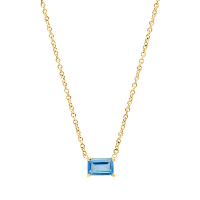 Chunky Necklace for Bold Style-Blue Topaz emerald cut necklace