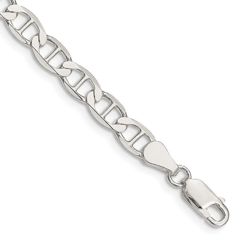 Custom Bracelets for Couples-Sterling Silver 5.7mm Flat Anchor Chain Bracelet