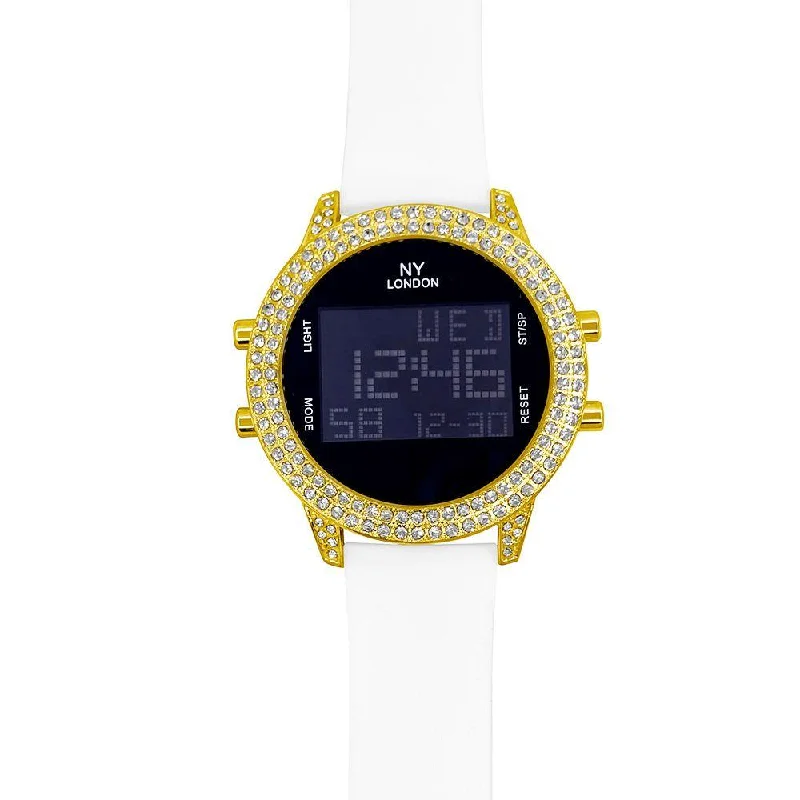 Swiss Made Watches for Precision and Durability-Digital Tech Iced Out Rubber Hip Hop Watch