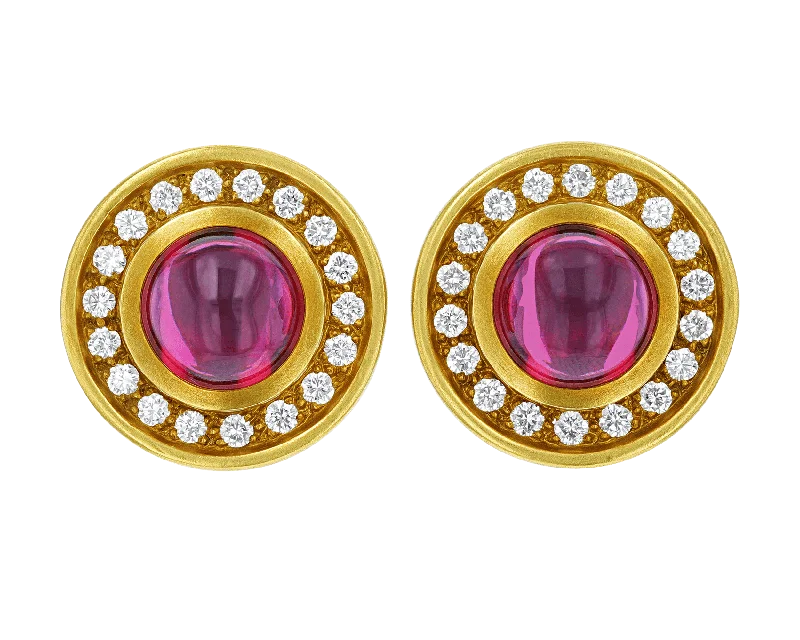 Unique Gem Earrings for Fashion-Cabochon Garnet Earrings by Kieselstein-Cord, 14.00 carats