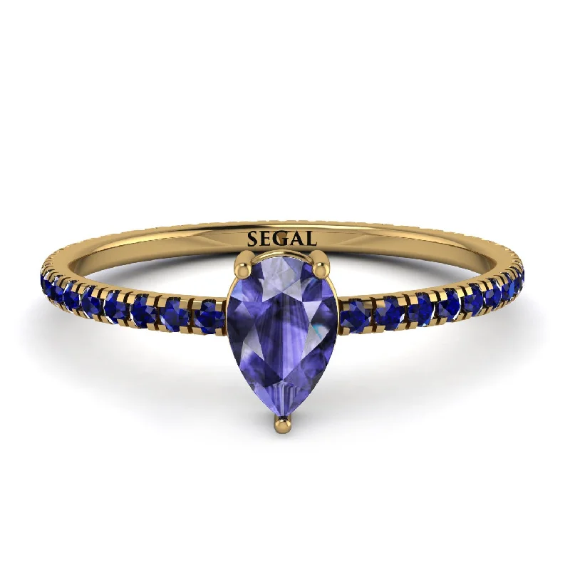 Bold Stackable Rings for Fashion-Pear Tanzanite Ring With Micro Pave - Taylor No. 213