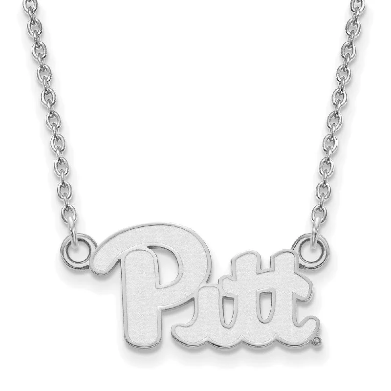 Classic Silver Necklace for Women-10k White Gold U of Pittsburgh Small 'Pitt' Pendant Necklace