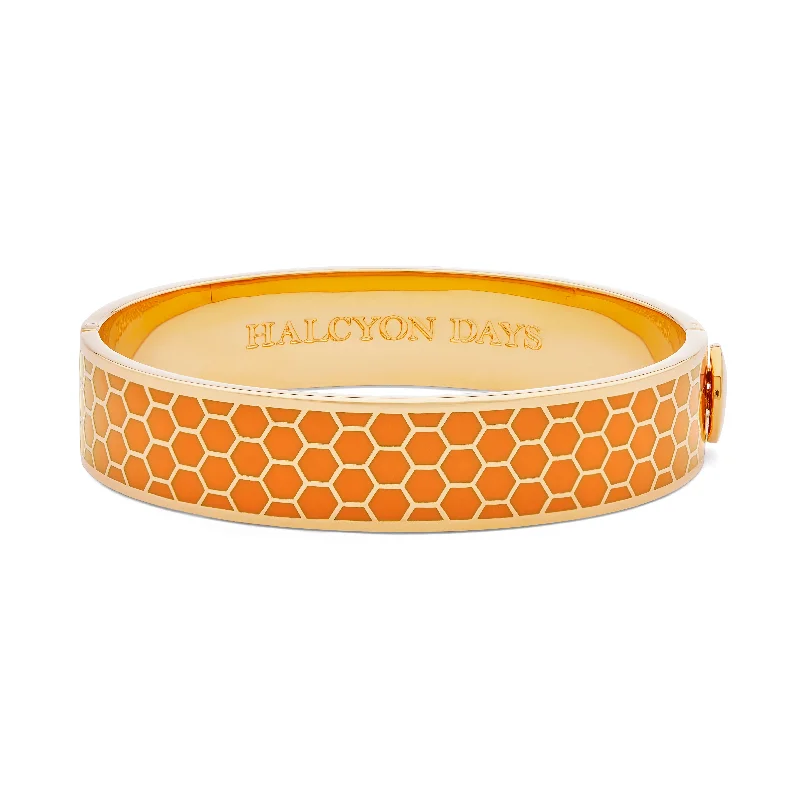 Custom Bangles with Your Name for Gifts-Honeycomb Orange & Gold Bangle