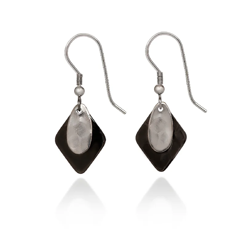 Stylish Statement Earrings-Silver Forest Black and Silver Classic Layered Shapes Earrings