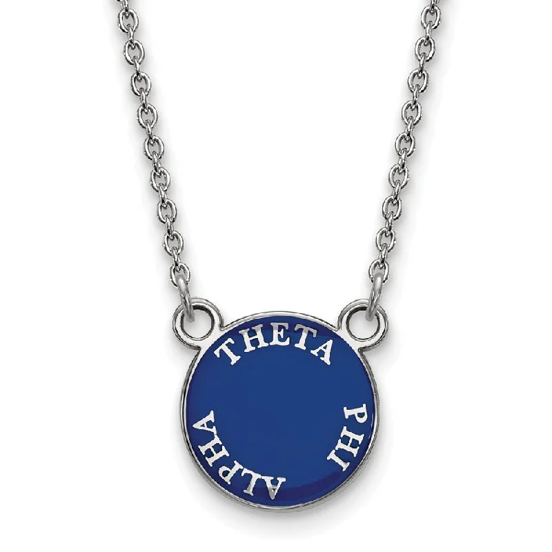 Elegant Necklace for Formal Wear-Sterling Silver Theta Phi Alpha Small Enamel Disc Necklace