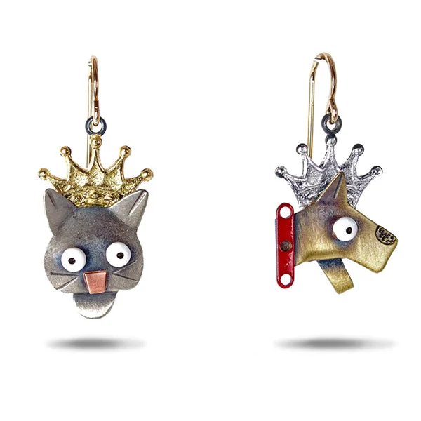 Bold Earrings for Fashionistas-Reigning Cats & Dogs Earrings