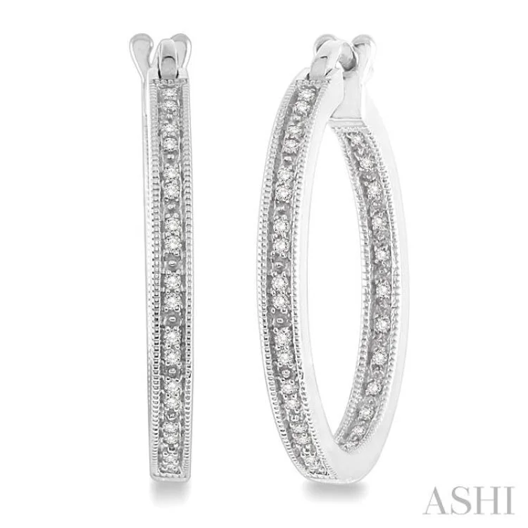 Artistic Drop Earrings for Fashion Lovers-1/4 Ctw Single Cut Diamond Hoop Earrings in Sterling Silver