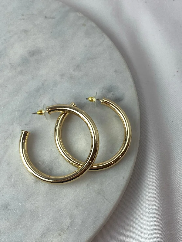 Beaded Earrings for Women-Earrings - Tubular Gold Hoops